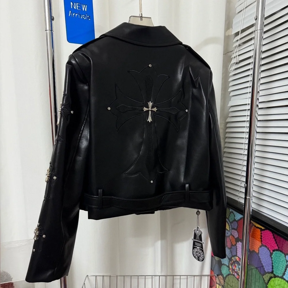 Chrome Hearts Black Leather Jacket with Silver Details - Picture 2 of 4
